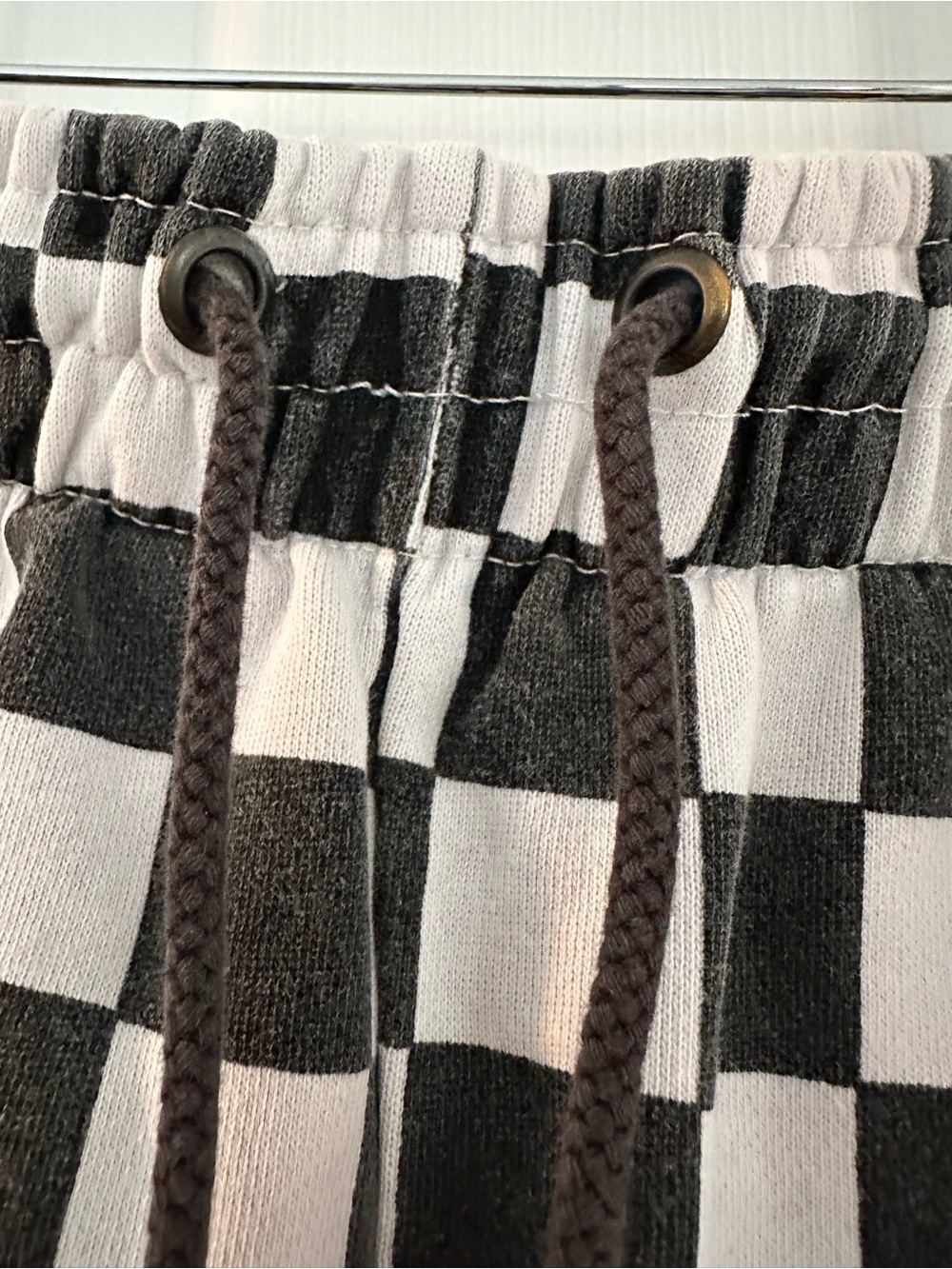 Urban Outfitters Black & White Checkered Drawstring Athletic Shorts - Picture 2 of 8